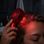 Scalp massager with red light close-up