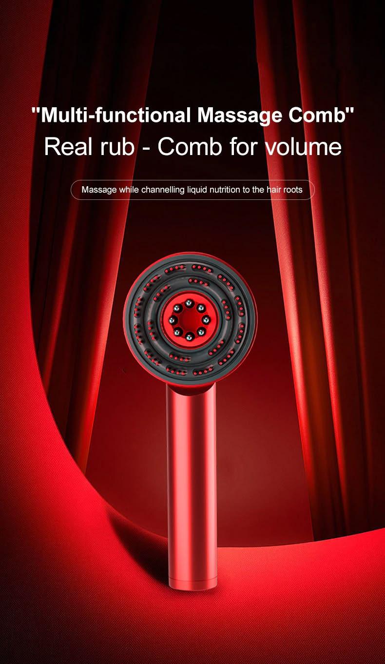 Scalp massager with red light features