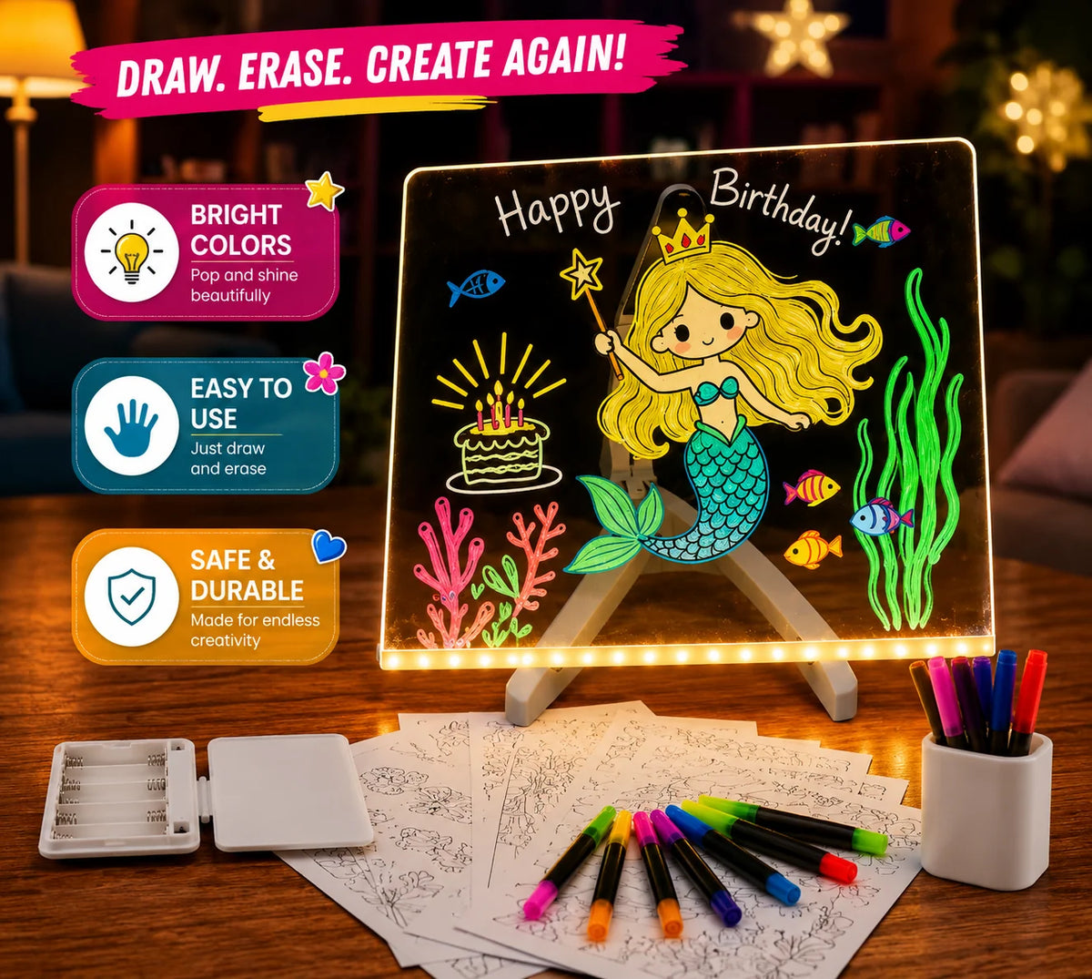 LED Colorful Glow Drawing Board