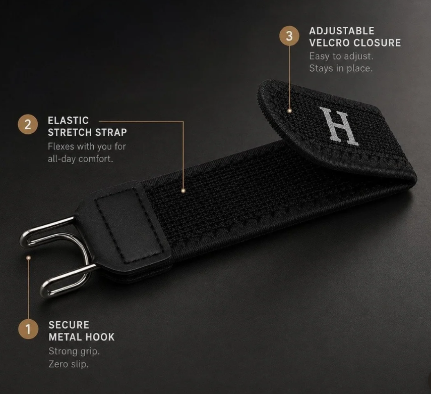 Buckle-less belt strap features