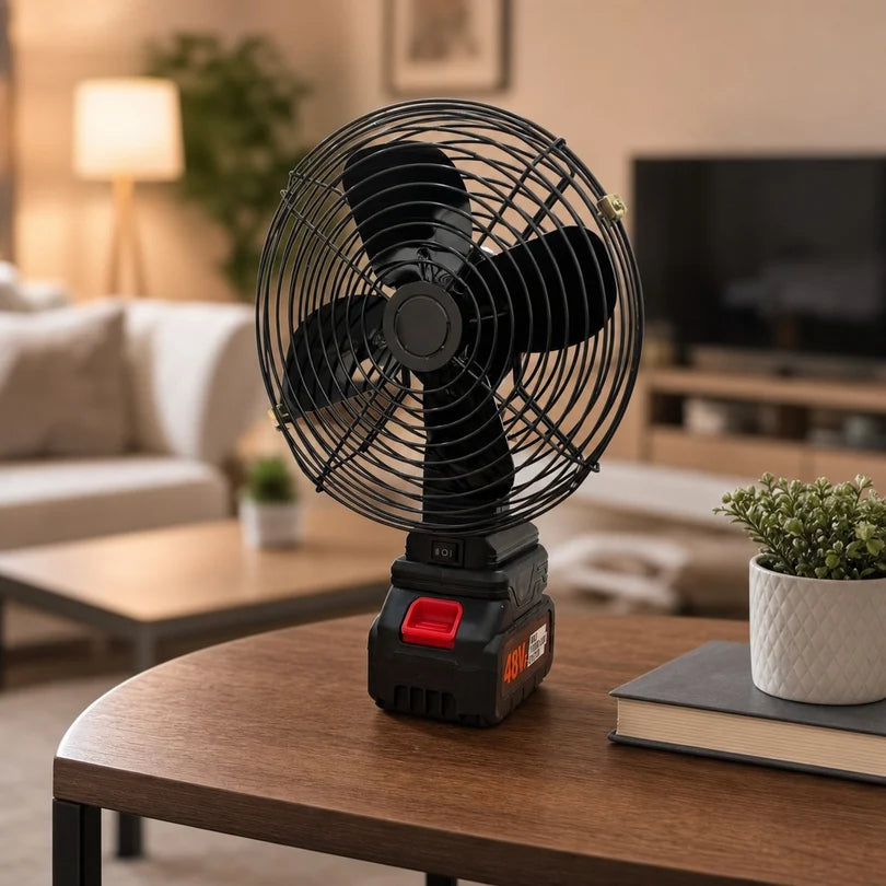 Portable lithium electric fan features