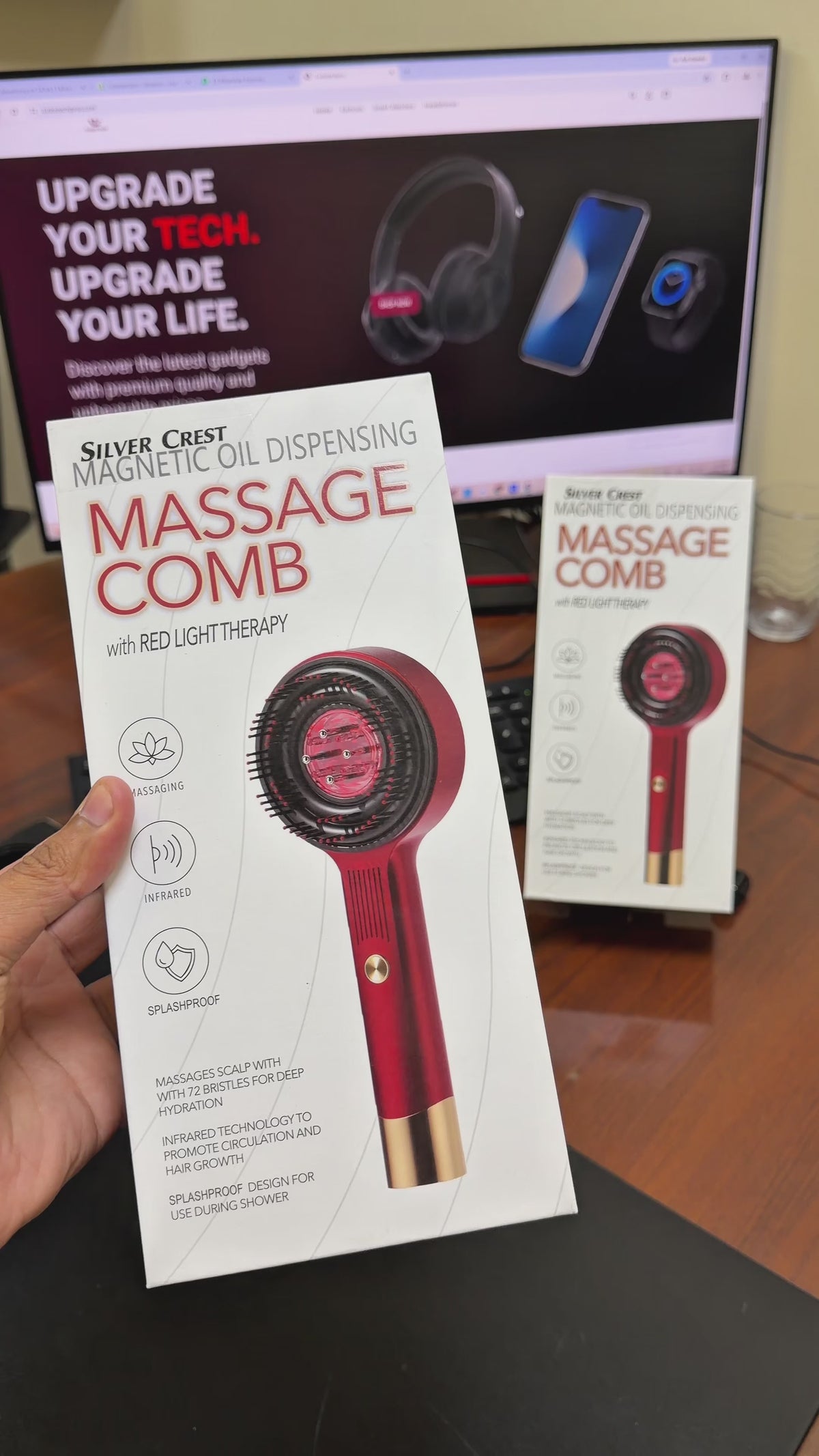 Scalp massager with red light video